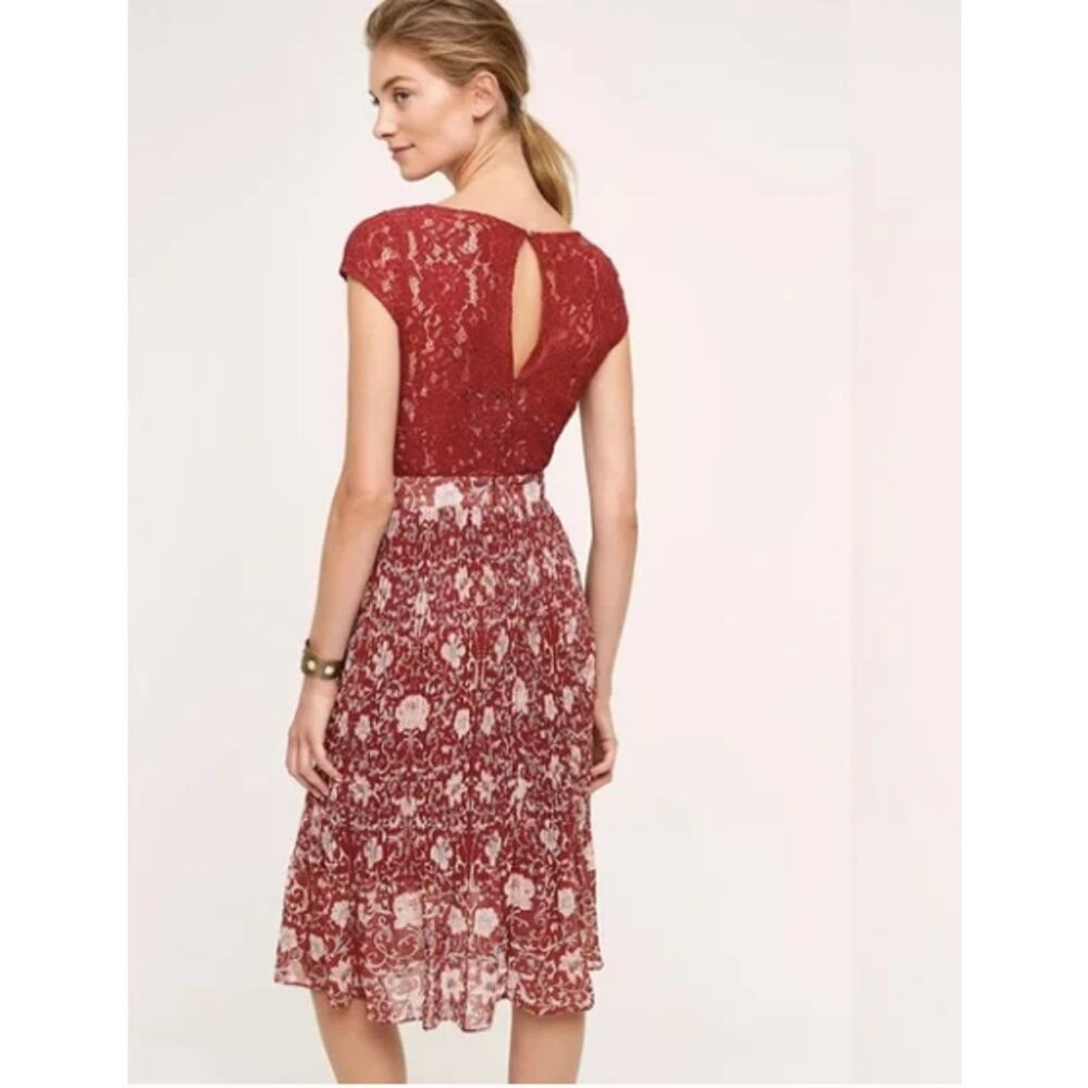 ANTHROPOLOGIE NWT Plenty by Tracy Reese Arcadia Red Pleated Lace Dress // 12 - Picture 4 of 16